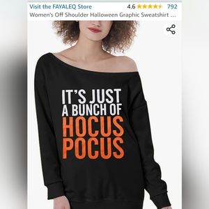 NWOT women's, off the shoulder, Halloween, graphic, lightweight sweatshirt, XL